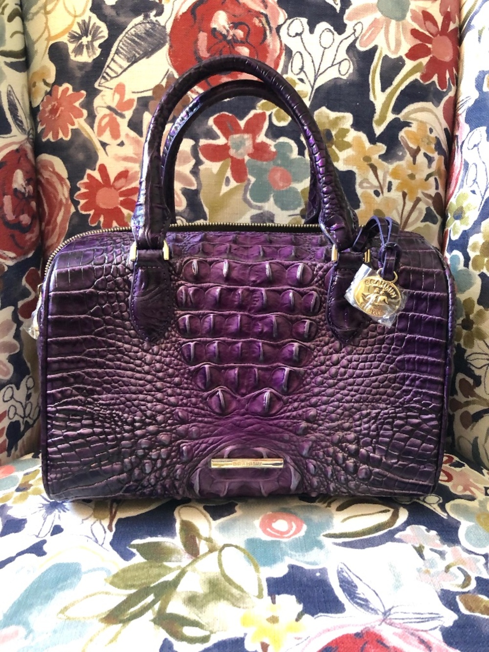 NWT Authentic Brahmin Stacy Ultraviolet (Purple) Ombre Melbourne Handbag